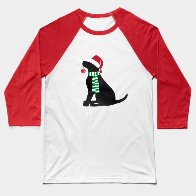 Christmas Black Lab Holiday Dog Baseball T-Shirt by EMR_Designs